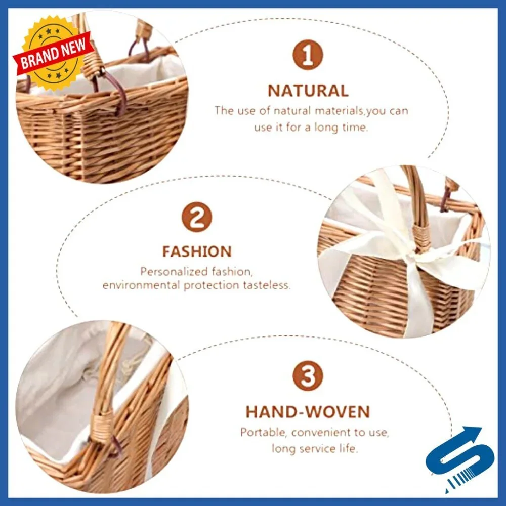Natural Rattan Handwoven Tote Bag Small Wicker Basket Purse Boho Chic